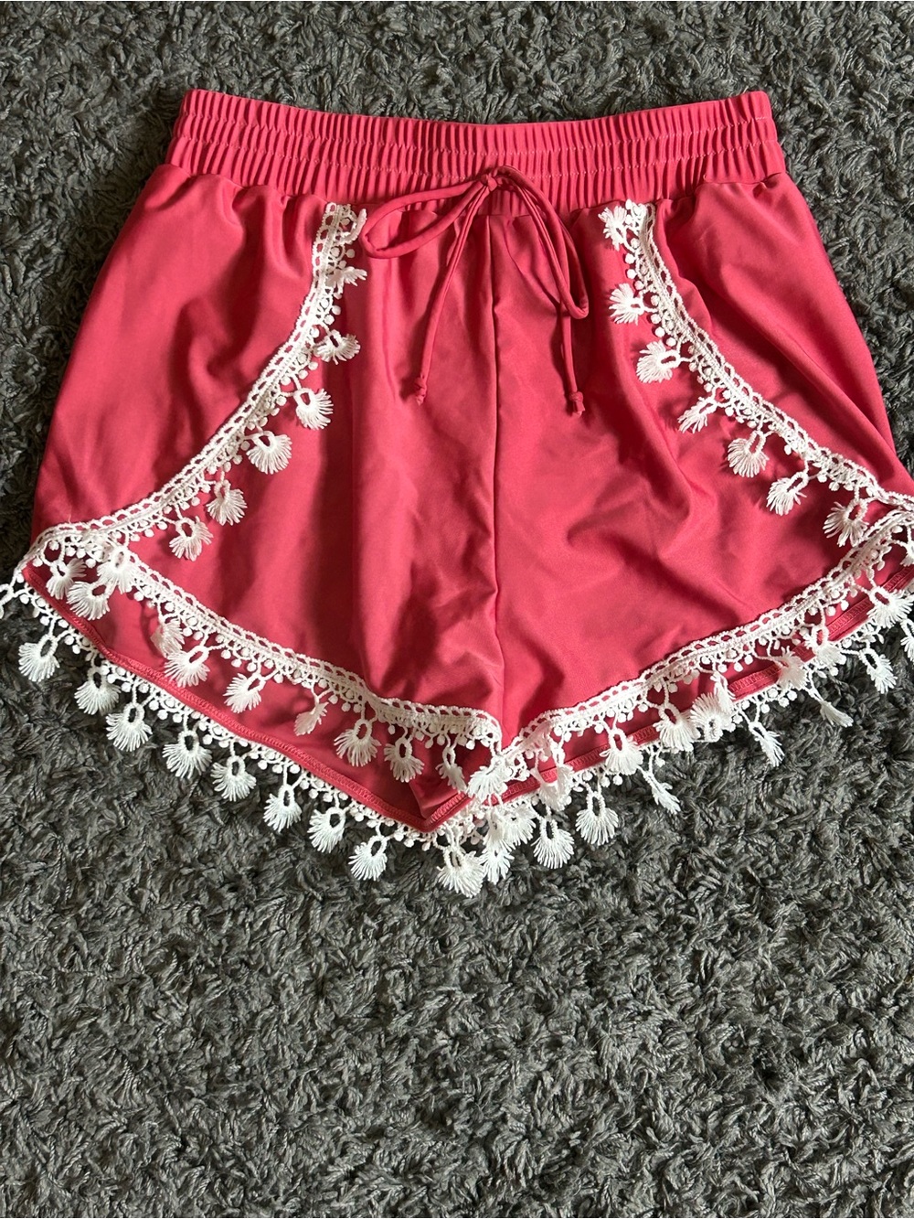 ROTITA Coral Red Swim Bottoms with White Lining